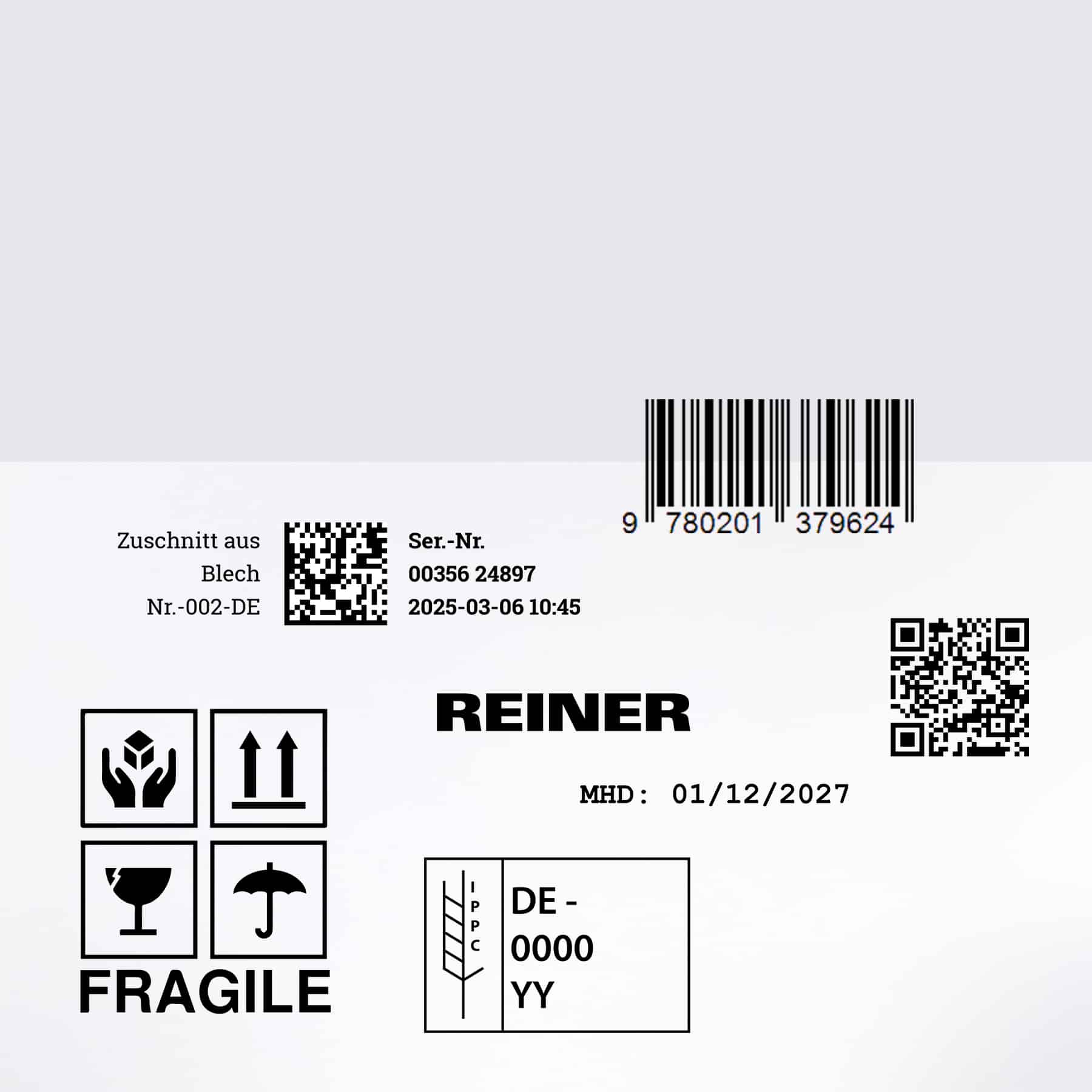Beispiel für Druck mit dem REINER jetStamp 1025 sense