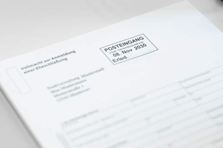 Posteingang-Stempel mit Datum direkt auf Formular gedruckt