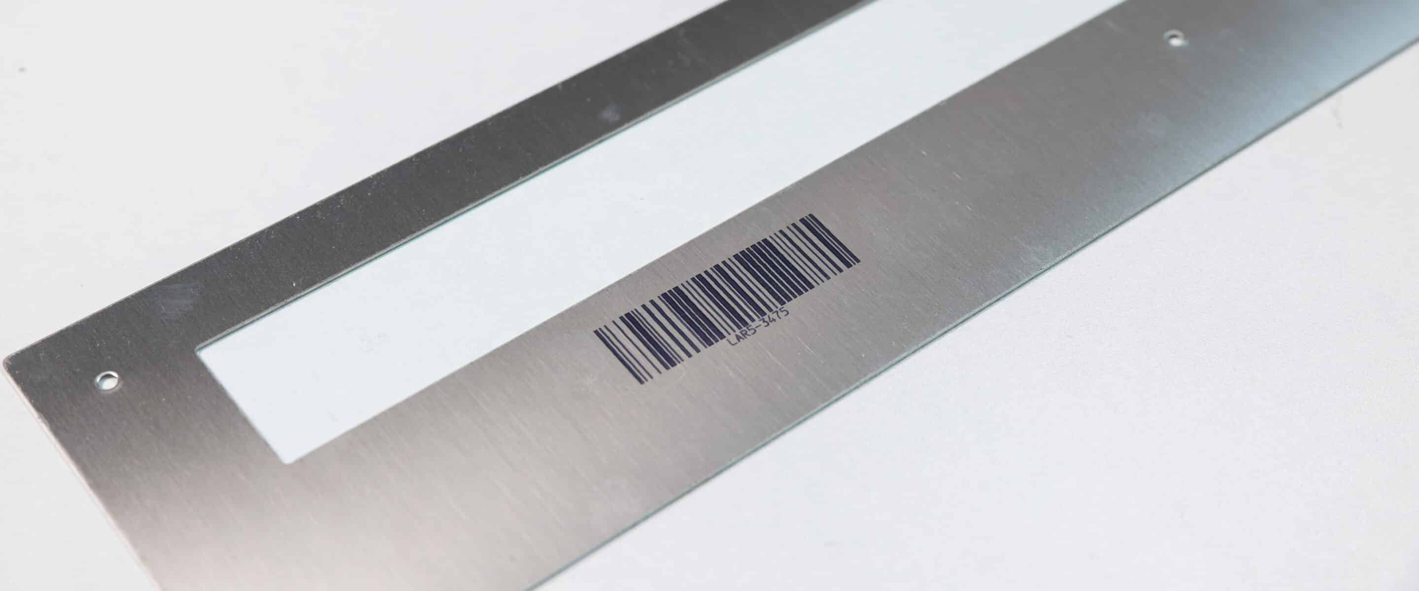 Metal plate with a barcode