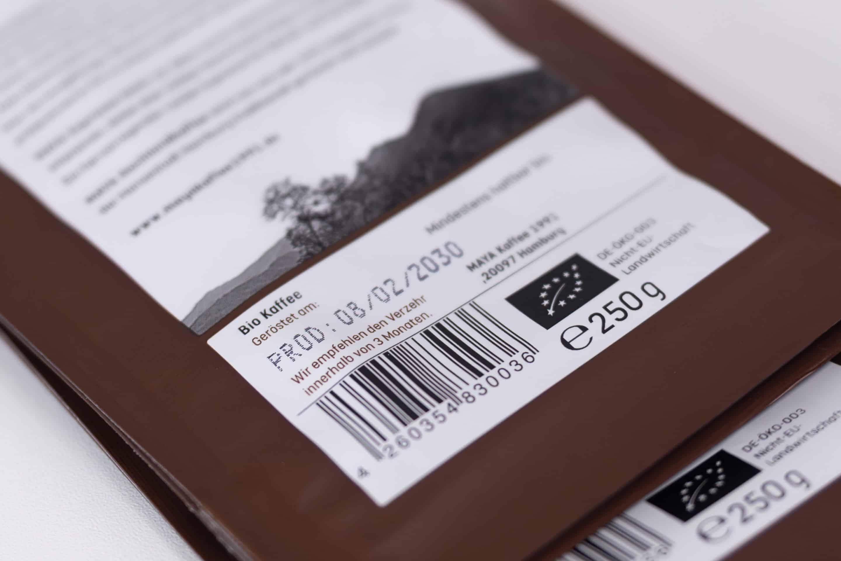 Fecha de tueste y de consumo preferente impresas en el envase del café