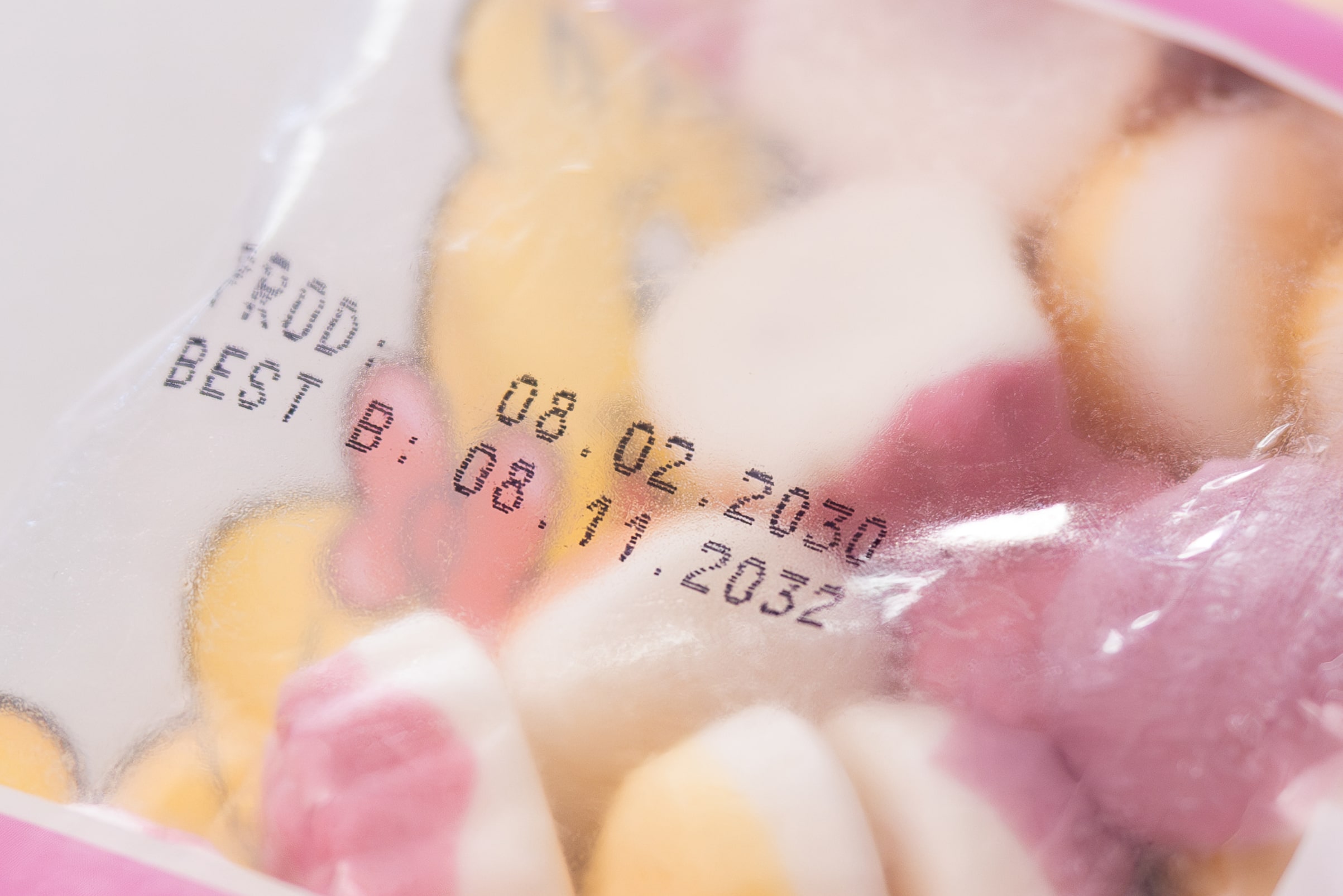 Production date and time printed on confectionery packaging
