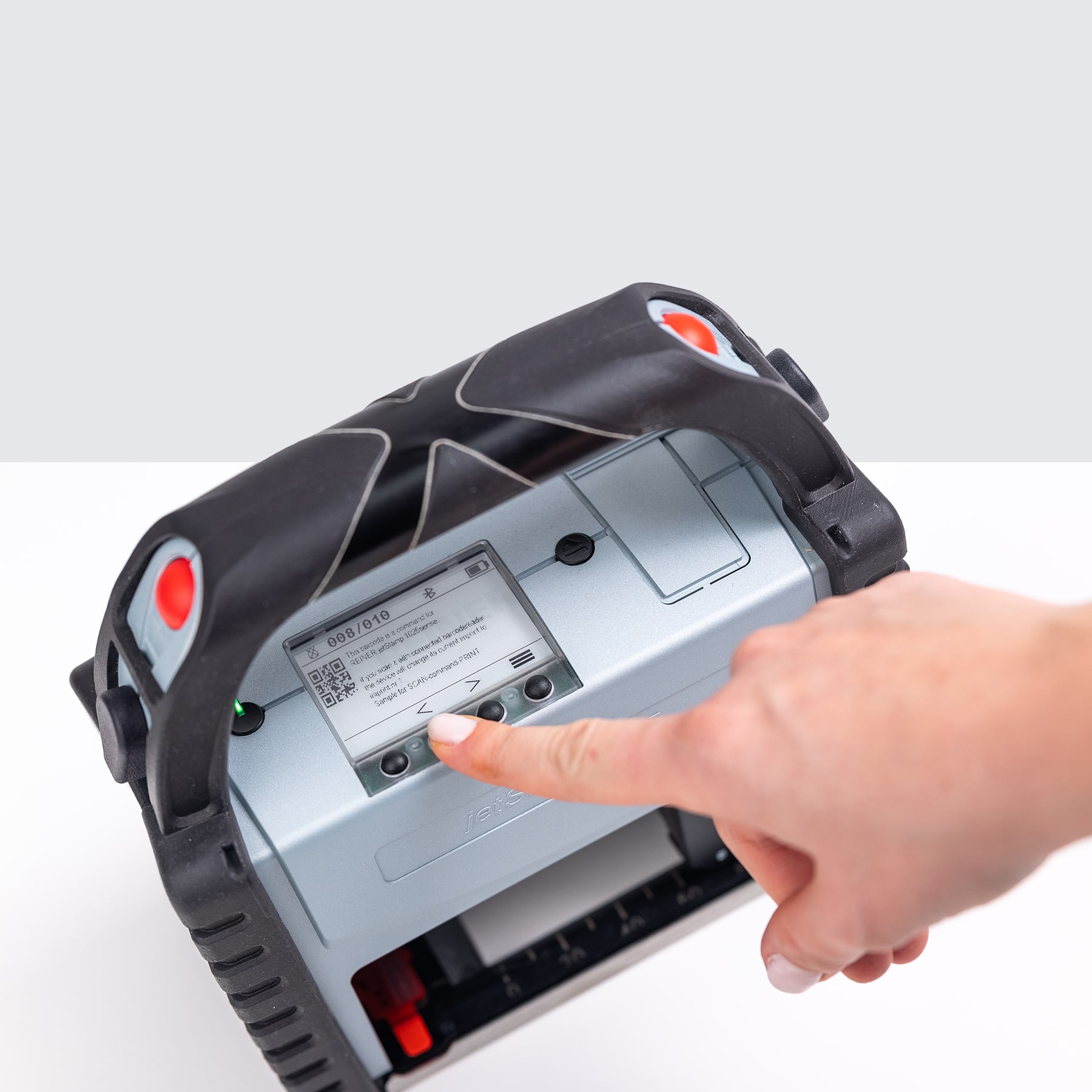 Bedienung des Displays beim REINER jetStamp 1025 sense zur Steuerung von Druckinhalten